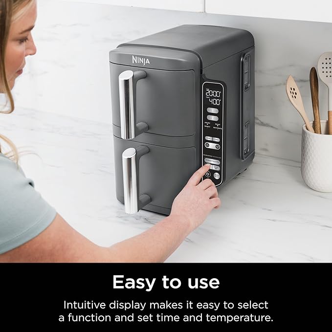 Ninja DoubleStack XL 2-Basket Air Fryer, 10 Quart Capacity for Cooking 4 Foods at Once-Multi-Cooker, Separate Cooking Zones, Easy Clean, Digital Controls, Perfect Holiday Gift