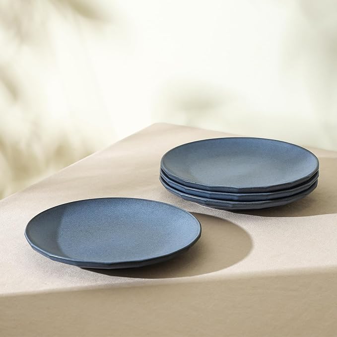 Stone Lain Rio 4-Piece Salad Plate Set Stoneware, Blue