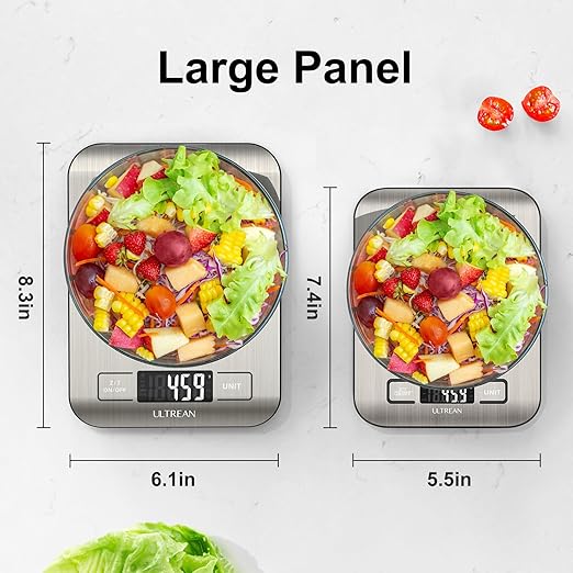 Ultrean Food Scale, 33lb Digital Kitchen Scale for Food Ounces Grams, 304 Stainless Steel, Type-C Charging and Batteries, Perfect for Meal Prep, Cooking, and Baking
