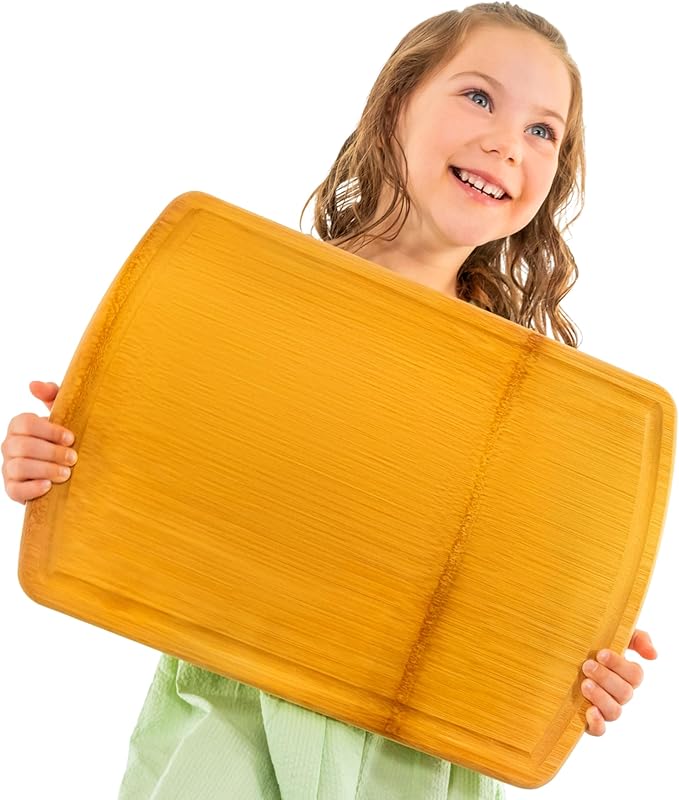 FSC-Certified Extra Large Bamboo Cutting Board Featuring 18 Inch Glue-Free Surface™ – XL, Non-Toxic Wooden Board for Family Kitchens, Butcher Block Style Food Prep with Lifetime Replacements