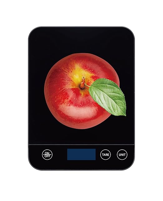 Digital Kitchen Scale, 22lb Capacity, Tempered Glass, Easy Tare Function, Large LCD Display, Perfect for Cooking, Baking, and Meal Prep
