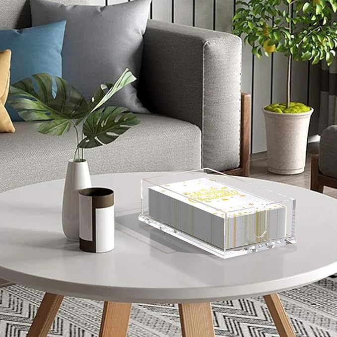 Napkin Holder for Table, Acrylic Guest Towel Holder for Bathroom, Clear Disposable Paper Hand Towels Tray for Kitchen, Buffet Napkin Paper Tray Napkin Caddy for Home Party 0.16+0.31in Thickness