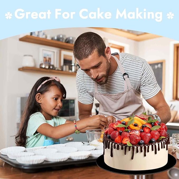 JCD 8" Black Cakeboard Round,Disposable Cake Circle Base Boards Cake Cardboard Pizza Plate Platter 8 inch,Pack of 40-Thinner But Stronger(Black, 8inch/40Pcs)