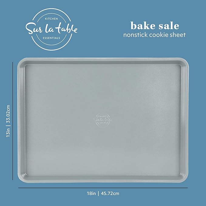 Sur La Table Kitchen Essentials Bake Sale Large 18 X 13 Inch PFA Free Ceramic Nonstick Cookie/Baking Sheet - Linen White