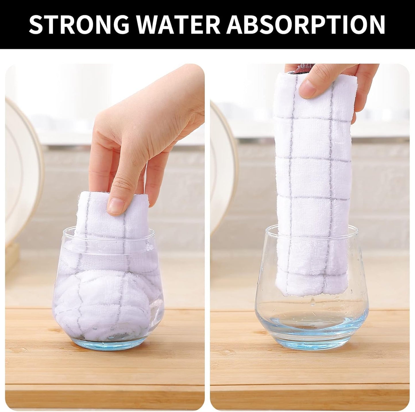 Homaxy 100% Cotton Terry Kitchen Towels(White, 13 x 28 inches), Checkered Designed, Soft and Super Absorbent Dish Towels, 12 Pack