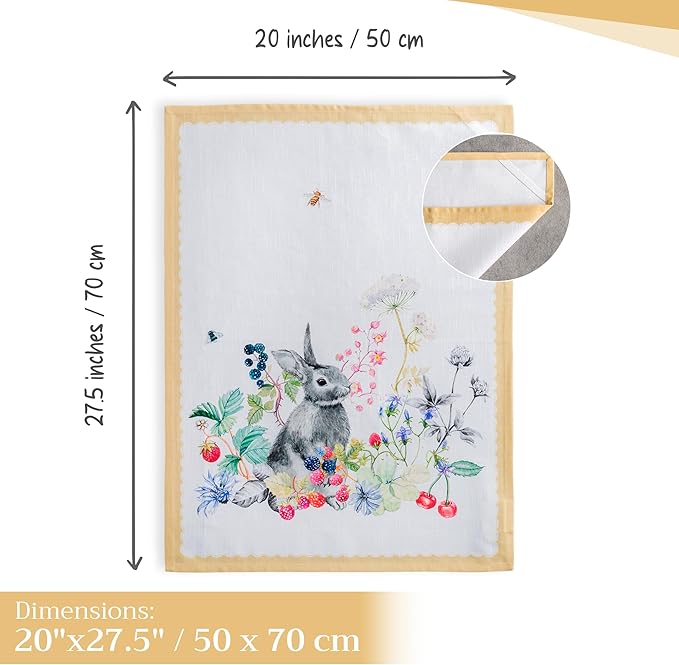 Maison d' Hermine Kitchen Towels Set of 3 100% Cotton 27.50" x 20" Reusable Cloth Tea Dish Towels Absorbent with Hanging Loop for Kitchen, Home, Dining, Cocktail Parties Spring/Summer (Printemps)