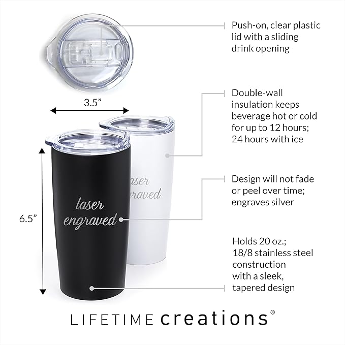 Lifetime Creations Engraved Personalized Groomsman Tumbler (Matte Black) 20 oz - Stainless Steel Coffee Travel Mug Gift