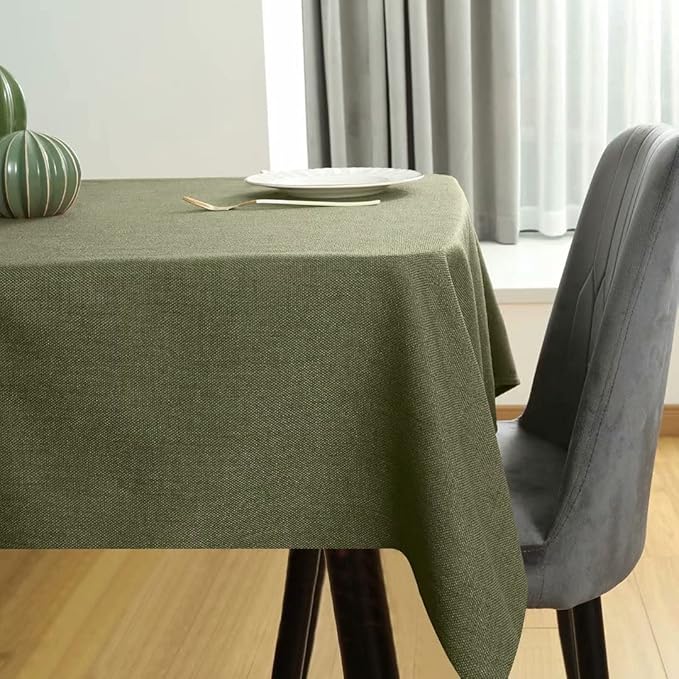 Table Cloth Rectangle Table Cover 55x95 Inches Faux Linen Wrinkle Free and Waterproof Moss Green Rectangle Tablecloth for Kitchen Dining Party Buffet Wedding