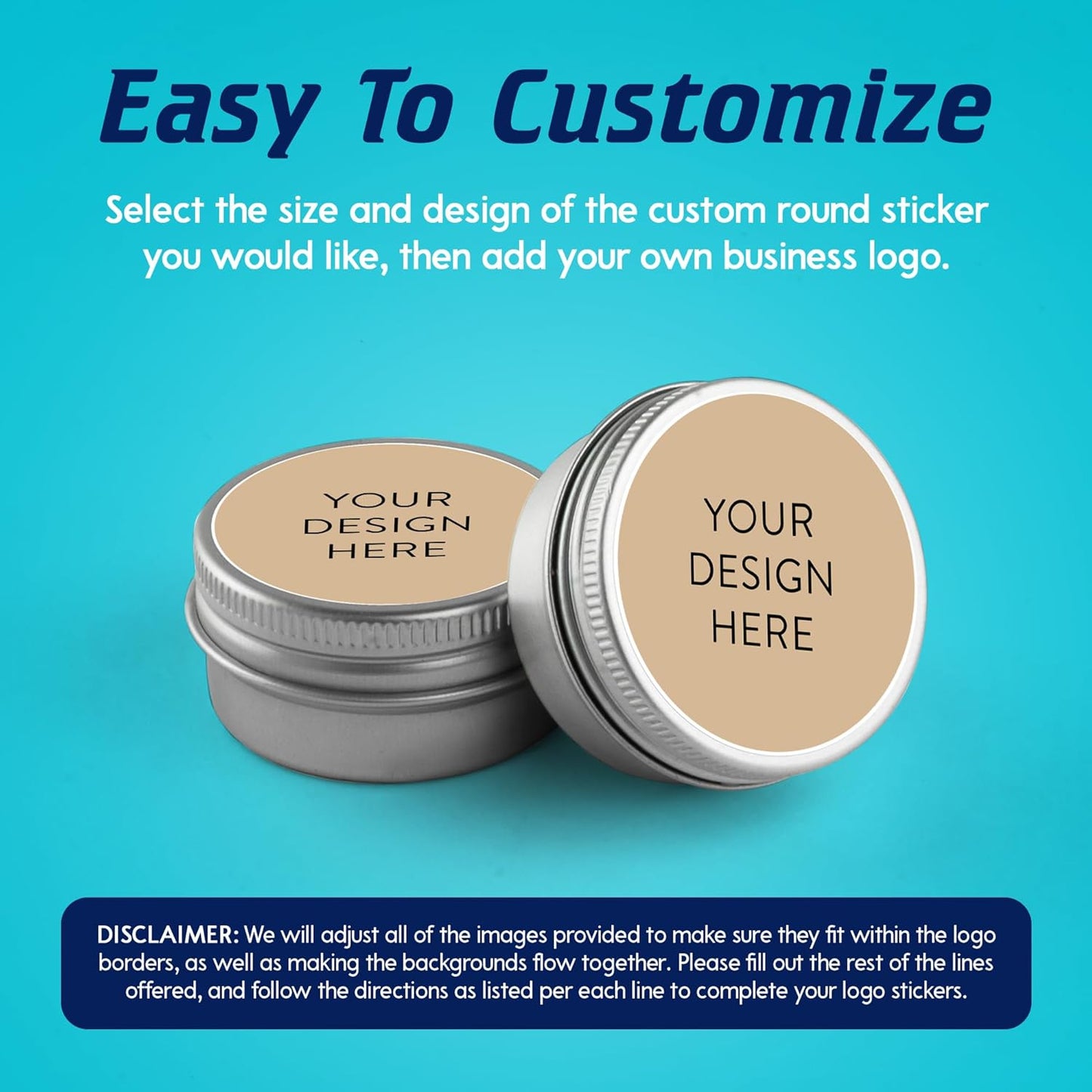 100 Custom Vinyl Stickers - Upload Your own Image, Text, Design, Logo - Personalized Logo Labels for Handmade, Packaging, Bottle, Jars, Candle, Brand Stickers (Brown, 1x1)