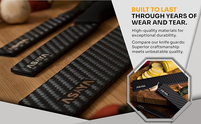 Asaya Professional Knife Edge Guards - Two Chef Blade Covers - 8.5 x 2" and 10.5 x 2" - Extra Strength, ABS Plastic and BPA-Free Felt Lining, non-Toxic and Food Safe - Knives Not Included (2 Piece L)