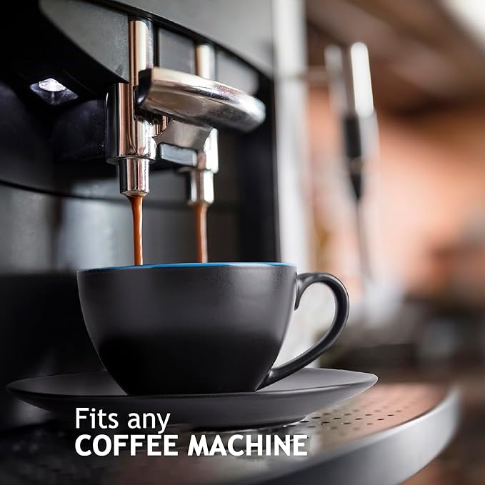 MIAMIO - Set of 6, Ceramic Stackable Cappuccino Cups Set / 6 Ounce Cappuccino Mugs and Saucer with Metal Stand for Coffee Drinks, Cafe, Latte, Americano and Tea - Le Papillon Collection (Blue)