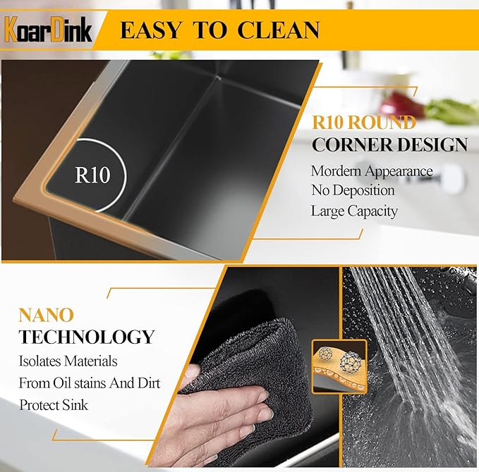 Black Kitchen Sink, Undermount Stainless Steel Bar Sink 30x18x9 Inch Drop In Single Bowl Kitchen Sink With Accessories-Sink Grid,Silicon Faucet Mat,Drain Assembly Set For Modern Kitchen Sink