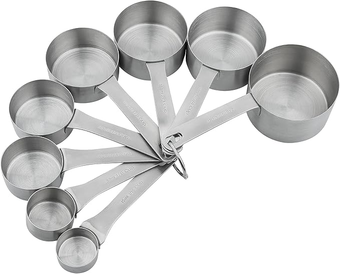 Measuring Cups with 3/4 Cup Measuring Cup Set of 8, Metric & US 18/8 Stainless Steel Measuring Cups, Dry & Liquid Measuring Cups Set with 2/3 Cup Measuring Cup for Kitchen and Baking