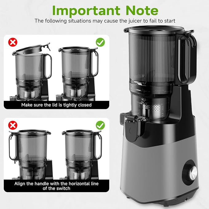 Cold Press Juicer, 5.8" Wide Feed Chute, 400W Slow Masticating Juicer Extractor Supports High Juice Yield, Whole Vegetables & Fruits, Dark Grey