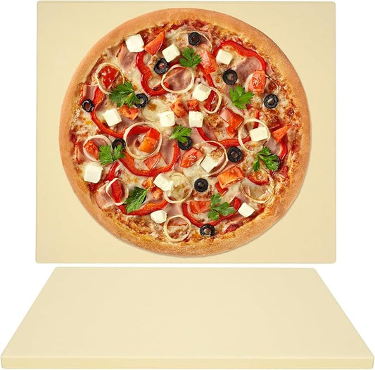 GOOD GAIN Pizza Stone for Oven Grill - Cordierite Baking Stone for Bread, Pies | 16'' x 14'' Rectangular Oven Stones for Cooking | Indoor,Outdoor | Durable, Heat Shock Resistant (Beige)