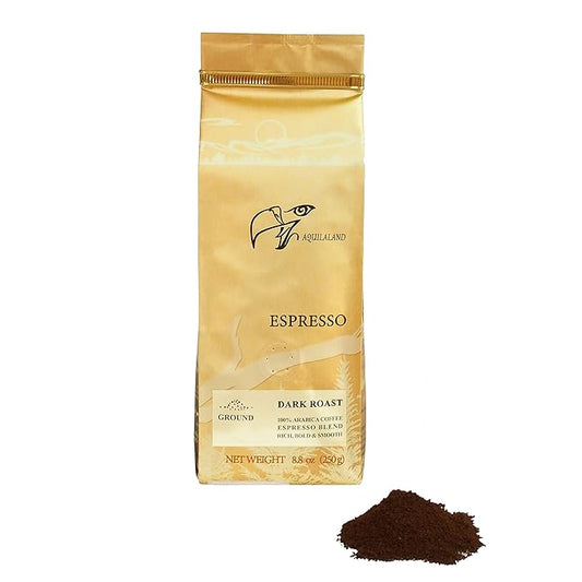 Aquilaland Premium Espresso, Dark Roast, 100% Arabica, 8.8 Ounce (Ground Coffee)