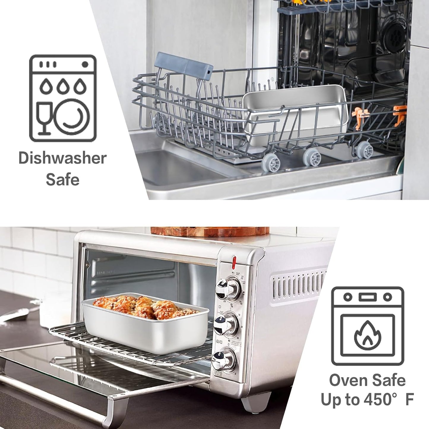 E-far Bread Pans for Homemade Bread, 14 Pack 9 x5 Inch Stainless Steel Loaf Pans, Rectangle Metal Bakeware for Baking Banana Loaf Meatloaf Brownies, Healthy & Non Toxic, Easy Release & Dishwasher Safe