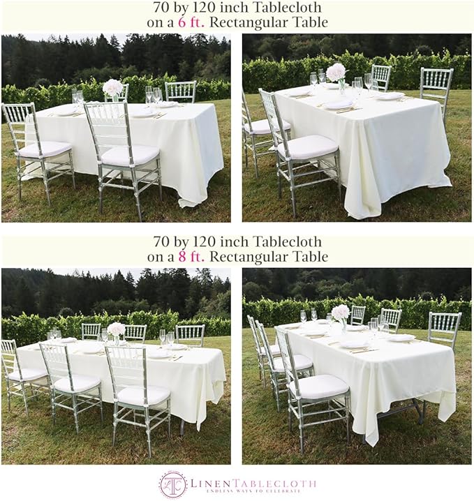 LinenTablecloth 70 x 120-Inch Rectangular Polyester Tablecloth Ivory