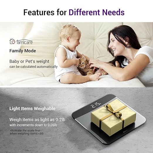 Bathroom Scales Digital Weight, Topnotch Quality 450lb Weight Scale, Most Accurate to 0.05lb, Automatic Weighing Scale for Body Weight, Baby, Pet, Larger LED, Sturdy and Durable Base Machine