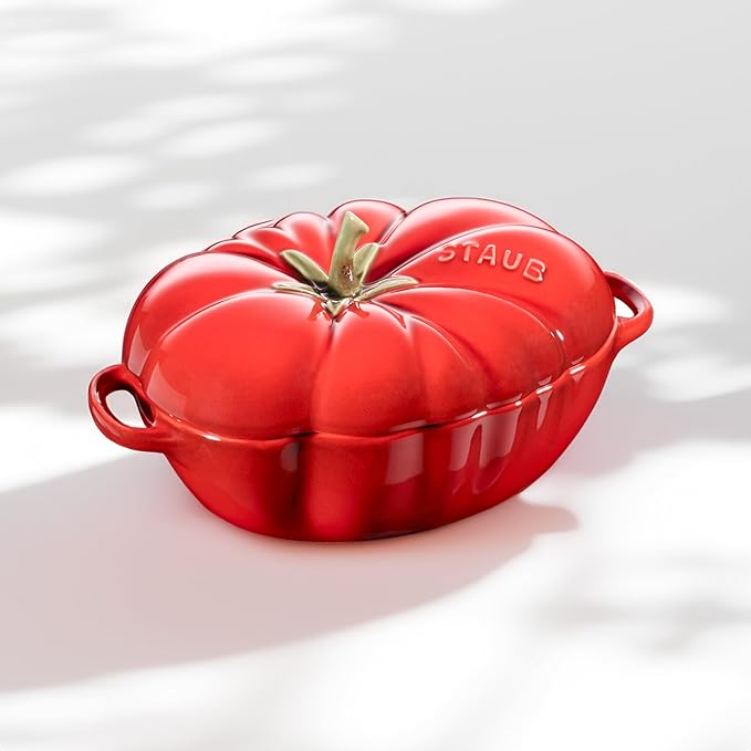STAUB Ceramics Dutch Oven 16-oz Petite Tomato Cocotte, Cherry