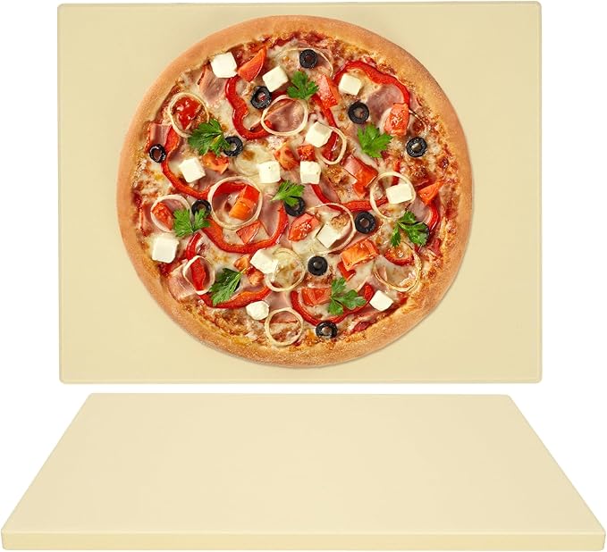 GOOD GAIN Pizza Stone for Oven Grill - Cordierite Baking Stone for Bread, Pies | 15'' x 12'' Rectangular Oven Stones for Cooking | Indoor,Outdoor | Durable, Heat Shock Resistant (Beige)