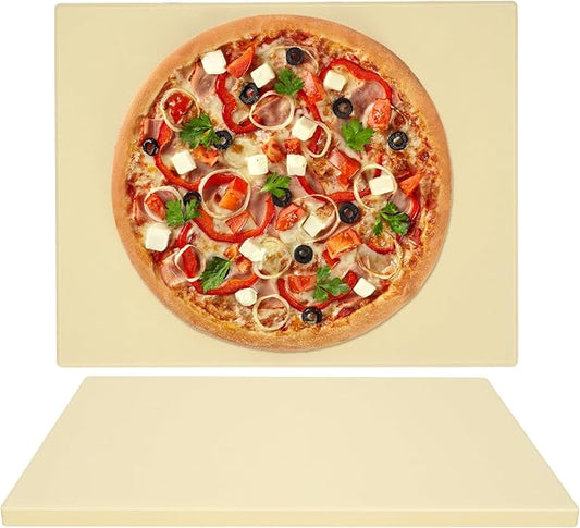 GOOD GAIN Pizza Stone for Oven Grill - Cordierite Baking Stone for Bread, Pies | 15'' x 12'' Rectangular Oven Stones for Cooking | Indoor,Outdoor | Durable, Heat Shock Resistant (Beige)