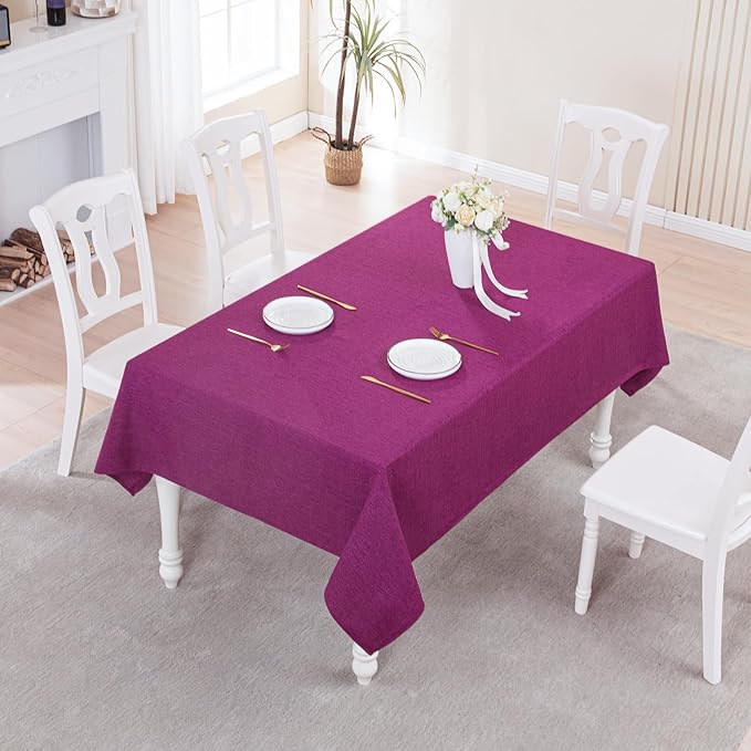 BALCONY & FALCON Rectangle Tablecloth Washable Wrinkle Resistant and Water Proof Table Cloth Decorative Linen Fabric Tablecloths for Dining Parties Kitchen Wedding and Outdoor Use (Purple, 57x85)