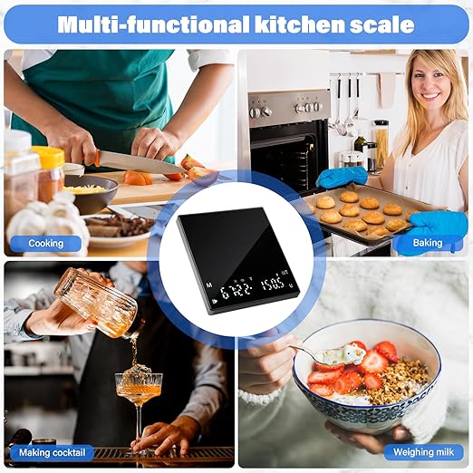 Mini Coffee Scale with Timer, 2kg Capacity, 0.1g Precision, Timemore Scale Rechargeable, Digital Espresso Scale with Tare Function, Black