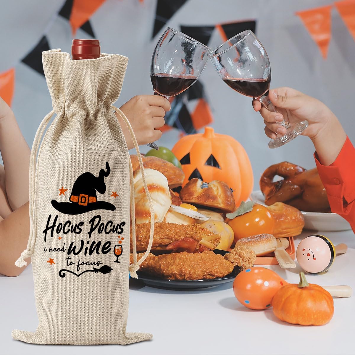 Funny Hocus Pocus Witch Decor Halloween Witchy Decor Witch Wine Bag Gifts Halloween Party Supplies Home Decorations Wine Accessories for Wine Lovers Women Men Friend