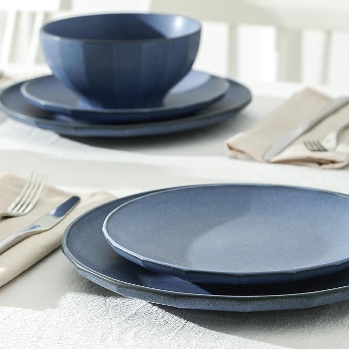 Stone Lain Rio 4-Piece Salad Plate Set Stoneware, Blue