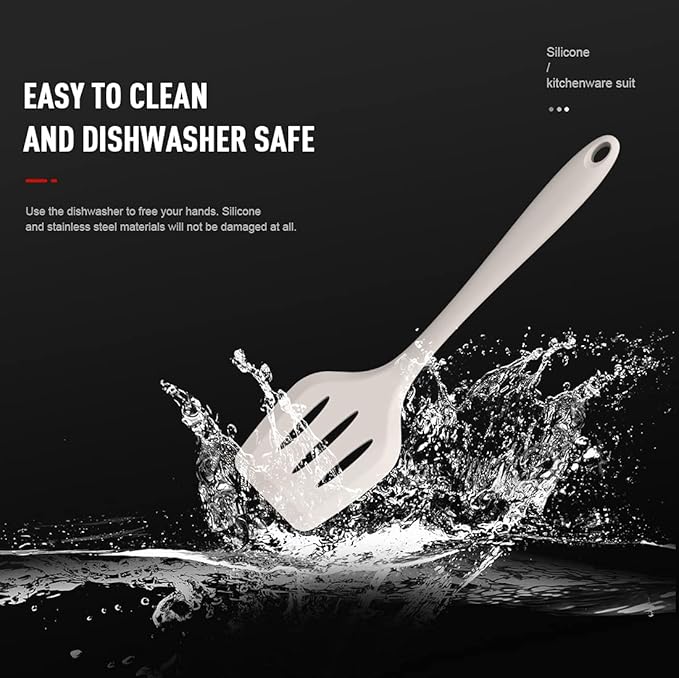 Silicone Cooking Utensils Set - 446°F Heat Resistant Kitchen Utensils,Turner Tongs,Spatula,Spoon,Brush,Whisk,Kitchen Utensil Gadgets Tools Set for Nonstick Cookware,Dishwasher Safe (BPA Free)