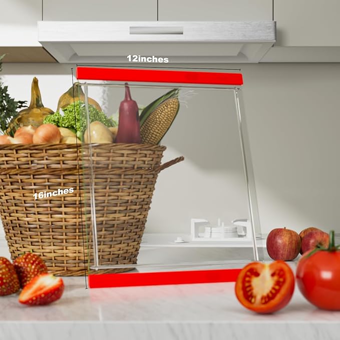 Tempered Glass Cutting Board with Juice Groove - 16x12 Inch Kitchen Cutting Board with Silicone Non-Slip Feet, Easy to Clean & Dishwasher Safe - Ideal for Vegetables, Fruits, Bread, Meats (Red)