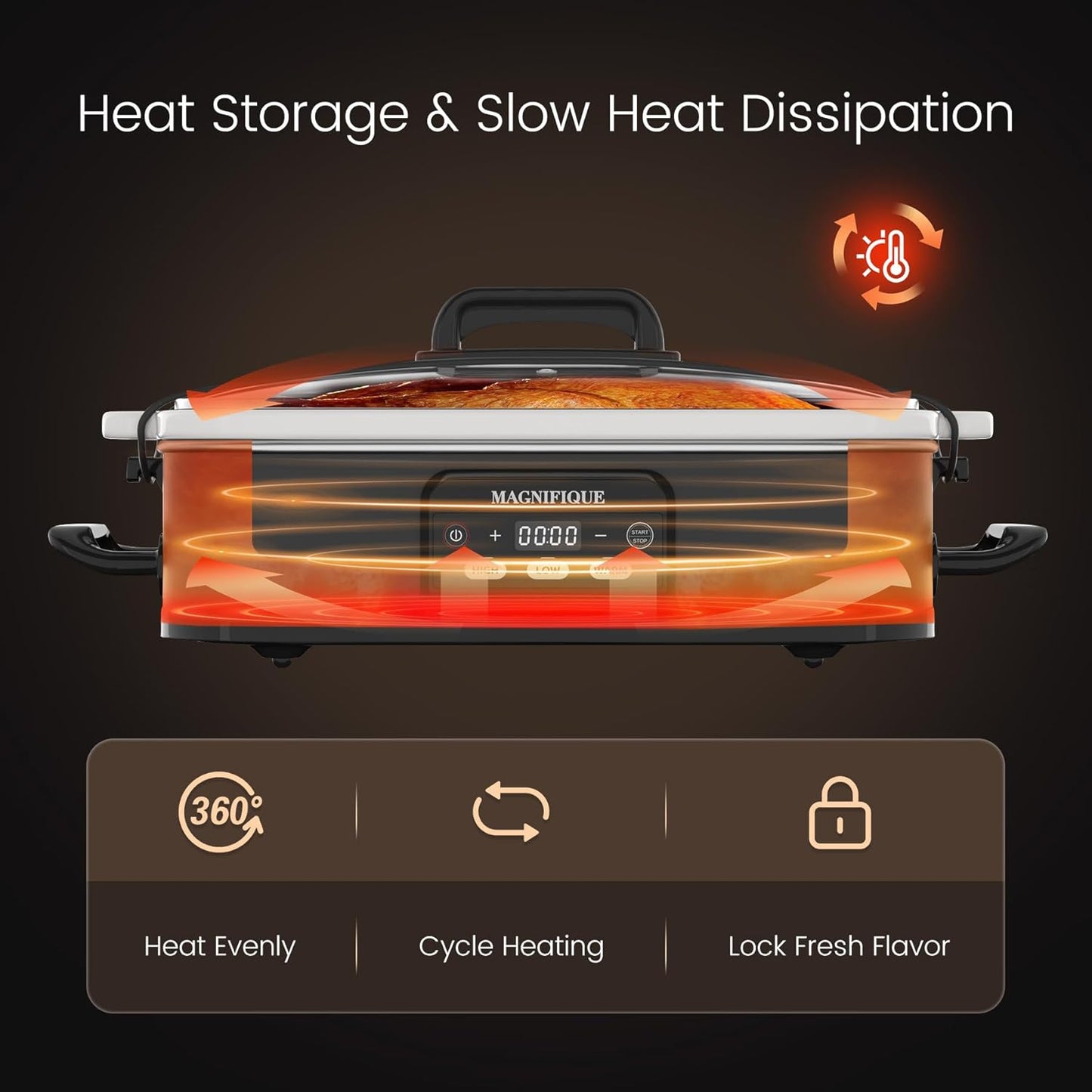 4 Quart Casserole Programmable Slow Cooker with Ceramic Baking Dish - Perfect Kitchen Small Appliance for Family Dinners, Oven Safe and Durable Bakeware for Lasagna, Roasts