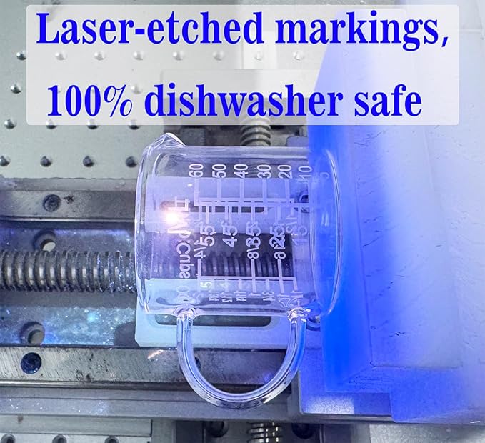 Ackers Etching Scale Measuring Glass -[Insulated handle | V-Shaped Spout]-Made of High Borosilicate Glass Measuring for Kitchen or Restaurant, Easy to Read, 60 ML (2 Oz) 丨(2 Pack)