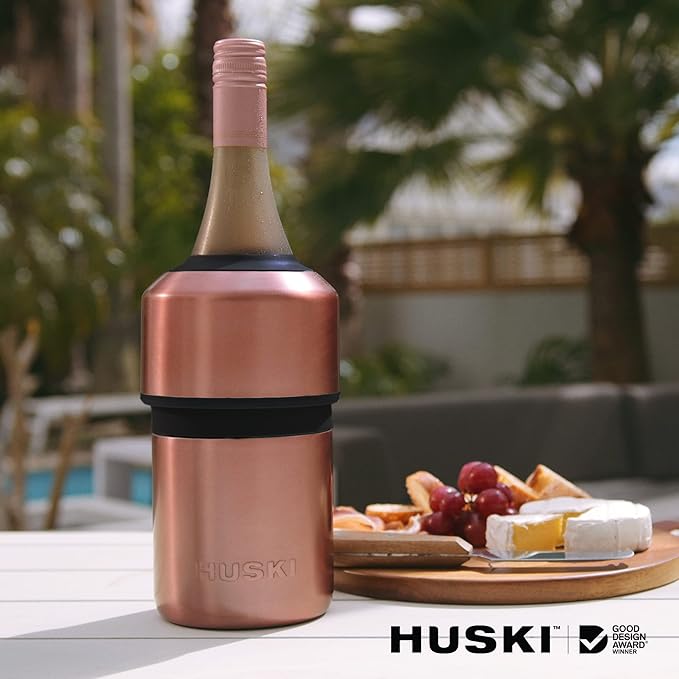 Huski Wine Chiller | Iceless Design | Keeps Cold up to 6 Hours | Wine Accessory | Next Generation Ice Bucket | Fits Some Champagne | for Wine Lover (Stone Grey)