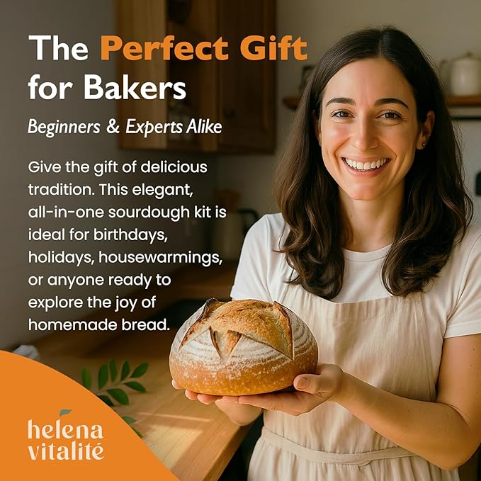 Sourdough Starter Kit – Bread Baking Set with 10" Oval & 9" Round Silicone Bannetons,1000ml Starter Jar, Bread Lame, Danish Whisk, Pastry Mat,Sling, Fermentation Kit, Gift for Bakers, Moms & Wives