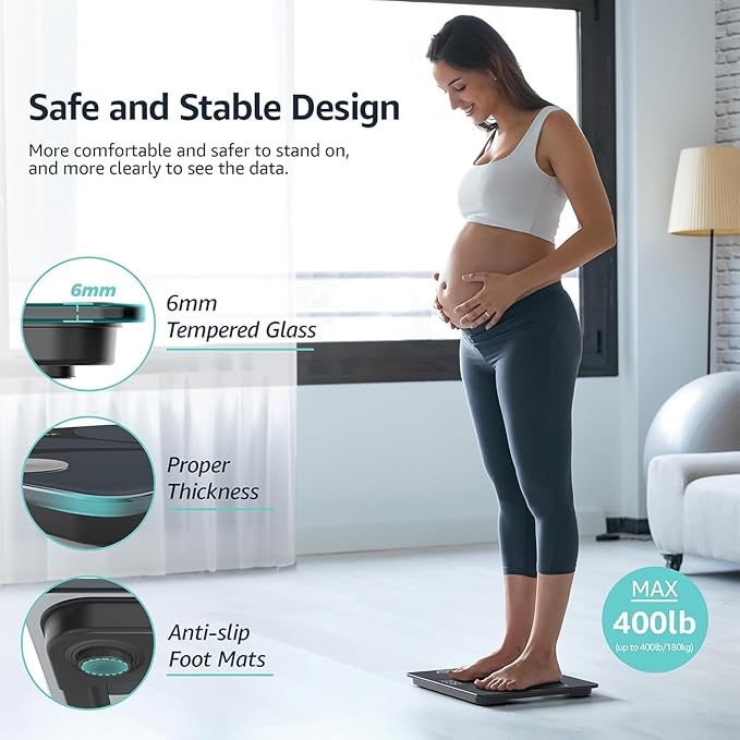 Posture Scale for Body Weight, Digital Bathroom Smart Scale, 13 Body Composition Analyzer Sync Weight Scale BMI Health Monitor Sync Apps 400lbs - Black