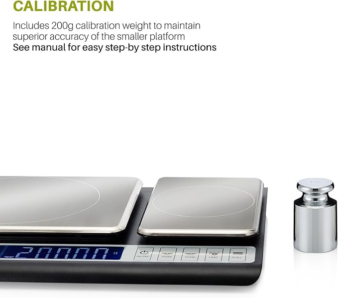 Smart Weigh Dual Platform Digital Kitchen Scale Stainless Steel Culinary Kitchen Scale 10 kilograms x 0.01 Grams High Precision Digital Food Scale Tare Function LCD w/Backlit for Baking Cooking Food
