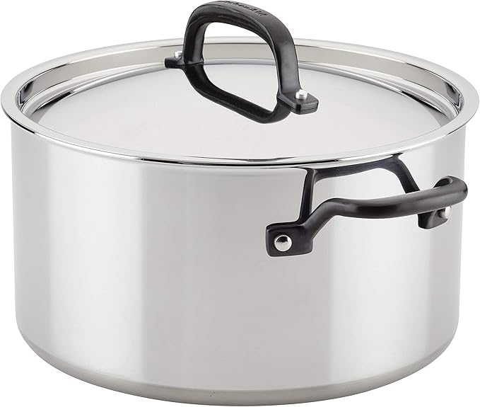 KitchenAid 5-Ply Clad Stainless Steel Cookware Pots and Pans Set, 10 Piece, Polished Stainless