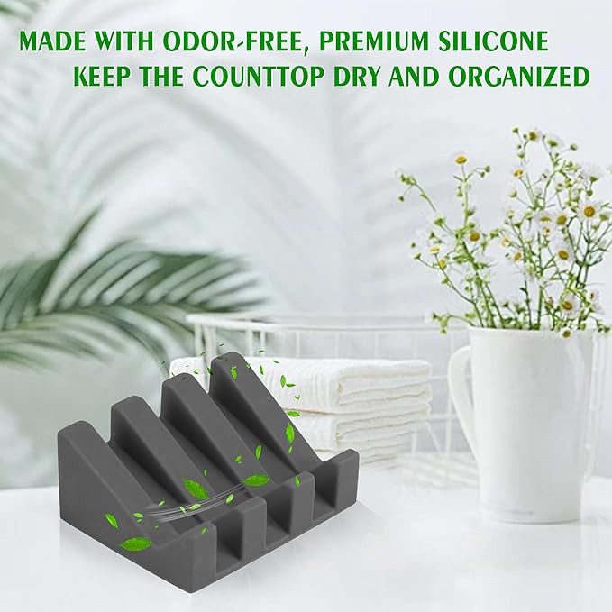 Self Draining Soap Dish,Silicone Suction Cup Soap Holder, Bathroom Soap Dish for Bar Soap,Can Extend Soap Life,Bathroom, Bath Tub, Kitchen Sink (1, Grey)