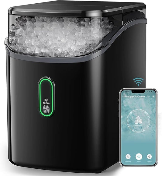 Silonn Nugget Ice Maker Countertop, WiFi Pebble Ice Machine with Soft Chewable Ice, Timer Function and Status Alerts with Silonn App, 33lbs/24H for Home, Kitchen, Office