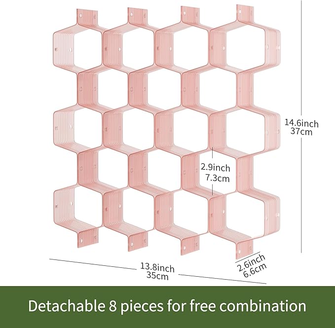 Honeycomb Separator Adjustable Drawer Organizer Divider for Underwear Belt-Scarf Socks Organizer (Pink(4pcs))