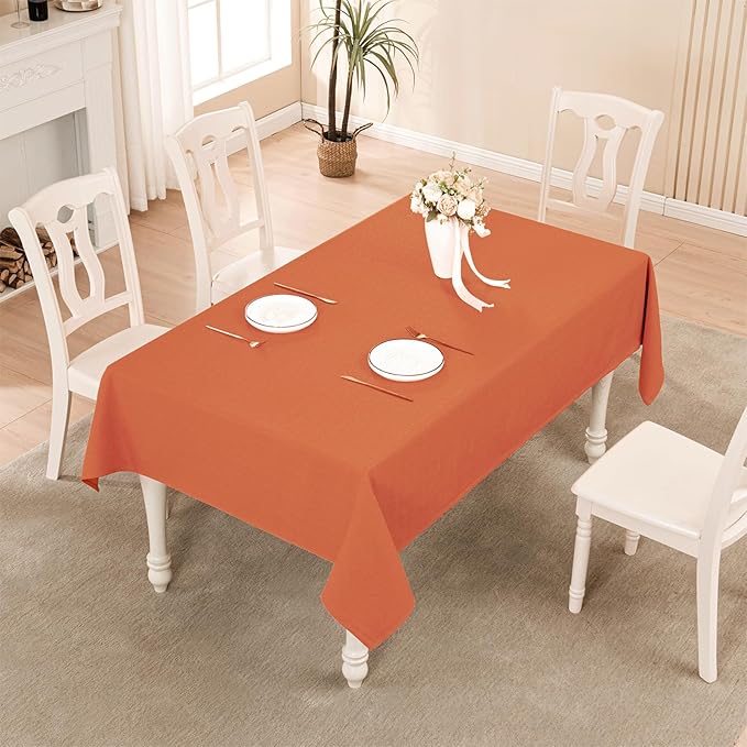 BALCONY & FALCON Rectangle Tablecloth Washable Wrinkle Resistant and Water Proof Table Cloth Decorative Linen Fabric Tablecloths for Dining Parties Kitchen Wedding and Outdoor Use (Cinnamon, 55x95)