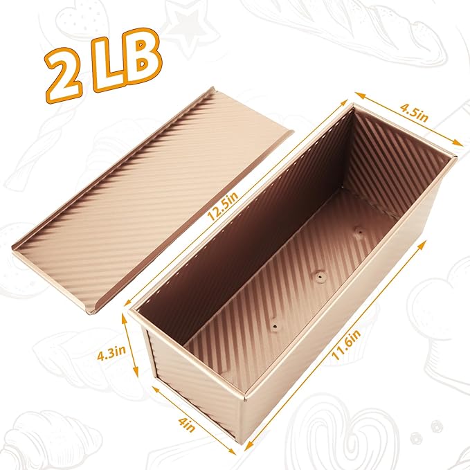 Pullman Loaf Pan with Lid 13x4 Bread Pans for Homemade Bread Sandwich Bread Loaf Pan Banana Bread Pan Nonstick Sourdough Bread Baking Pan Metal Bread Pan Extra Large Loaf Pans Tin for Meatloaf