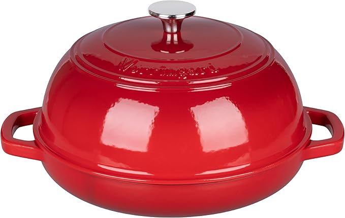 Enameled Cast Iron Dutch Oven Pot with Lid, Bread Oven for Sourdough Bread Baking, Dutch Ovens with Bread Proofing Basket& Baking Supplies Set, 6 Quart, Red