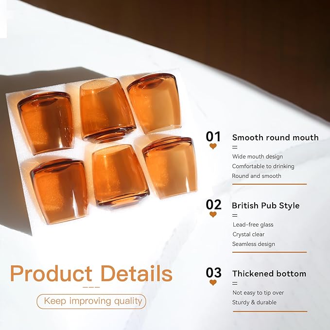 Brown Stemless Wine Glasses Set 6-Colorful Wine Glasses Stemless for Wine water,whiskies, juices, cocktails,Unique Gifts for Mother day Birthday Wedding Party