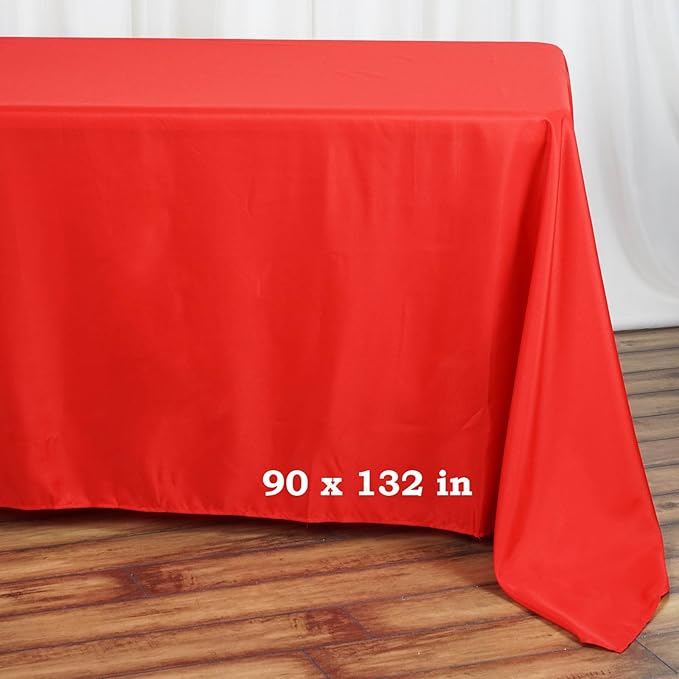 LinenTablecloth Polyester Tablecloth 90-Inch By 132-Inch, Red