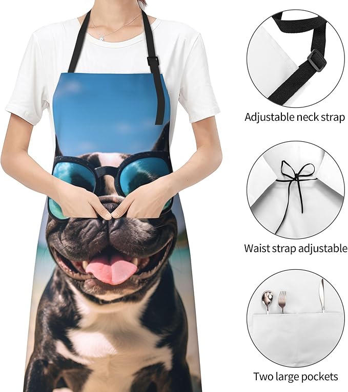Funny Animal Apron with 2 Pockets Waterproof for Men Women Kitchen Garden Decor