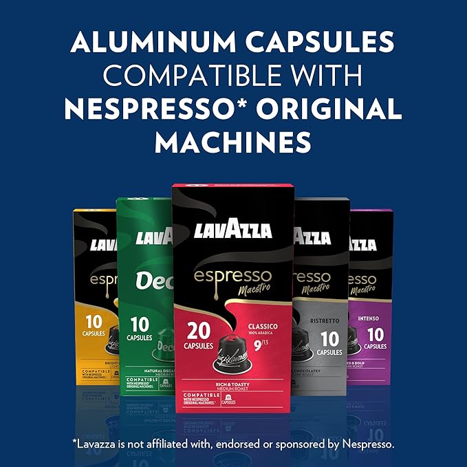 Lavazza Espresso Variety Pack of Aluminum Capsules Compatible with Nespresso* Original Machines, Contains Light, Medium, and Dark Espresso Roast (60 Capsules)