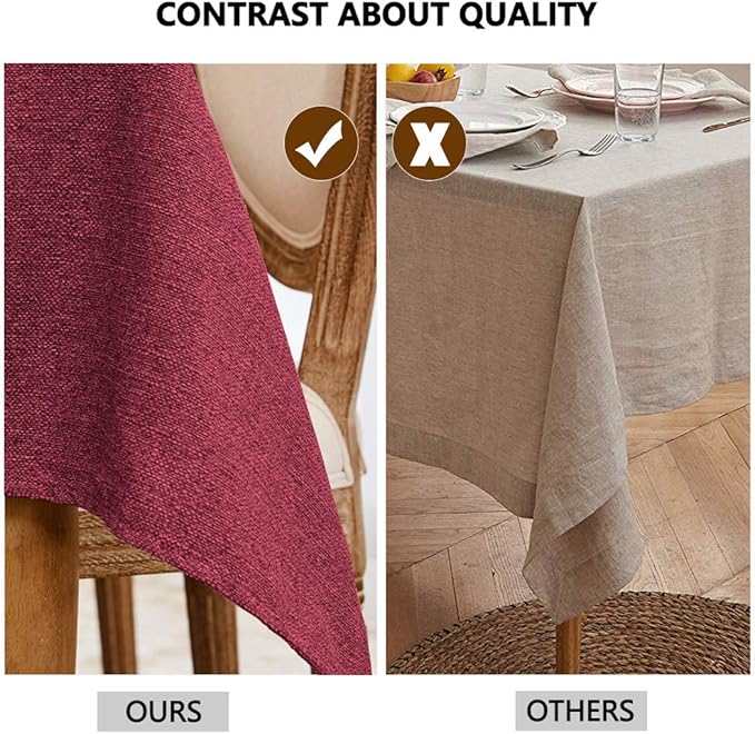 Table Cloth Rectangle Table Cover 57x118 Inches Faux Linen Wrinkle Free and Waterproof Ruby Red Rectangle Tablecloth for Kitchen Dining Party Buffet Wedding